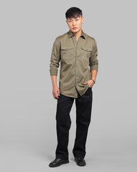 Military Green Full Sleeve Stretch Cargo Shirt