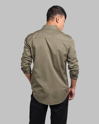 Military Green Full Sleeve Stretch Cargo Shirt