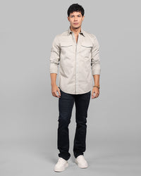 Cement Full Sleeve Stretch Cargo Shirt