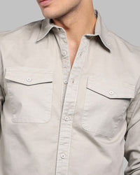 Cement Full Sleeve Stretch Cargo Shirt