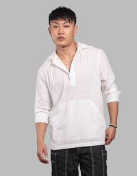 White 100% Cotton Full Sleeve Oversized Solid Shirt