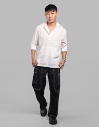 White 100% Cotton Full Sleeve Oversized Solid Shirt