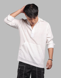 White 100% Cotton Full Sleeve Oversized Solid Shirt
