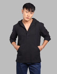 Black 100% Cotton Full Sleeve Oversized Solid Shirt