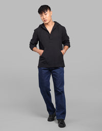Black 100% Cotton Full Sleeve Oversized Solid Shirt
