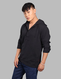 Black 100% Cotton Full Sleeve Oversized Solid Shirt