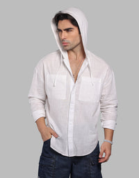 White 100% Cotton Full Sleeve Oversized Solid Shirt