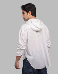 White 100% Cotton Full Sleeve Oversized Solid Shirt