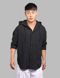 Black 100% Cotton Full Sleeve Oversized Solid Shirt