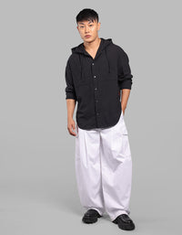 Black 100% Cotton Full Sleeve Oversized Solid Shirt