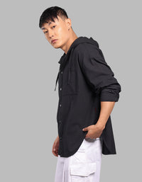 Black 100% Cotton Full Sleeve Oversized Solid Shirt