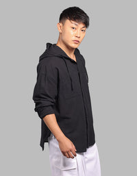 Black 100% Cotton Full Sleeve Oversized Solid Shirt