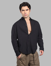 Black 100% Cotton Full Sleeve Oversized Solid Shirt