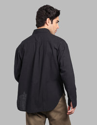 Black 100% Cotton Full Sleeve Oversized Solid Shirt