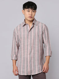 Pink Black Full Sleeve Stripe Shirt