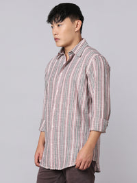 Pink Black Full Sleeve Stripe Shirt