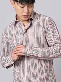 Pink Black Full Sleeve Stripe Shirt