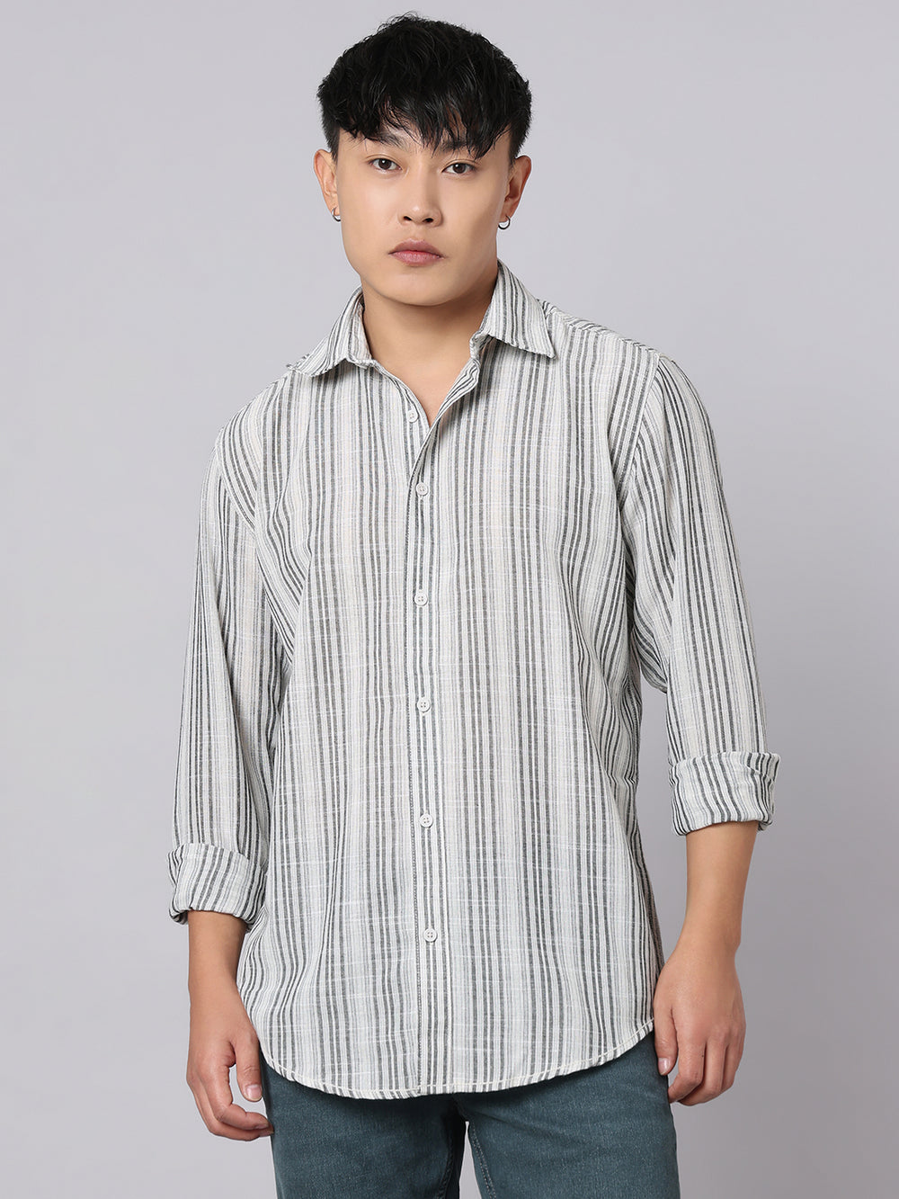 Black White Full Sleeve Stripe Shirt