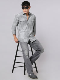 Charcoal Full Sleeve Stripe Shirt