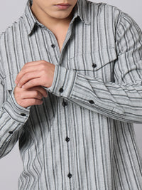 Charcoal Full Sleeve Stripe Shirt