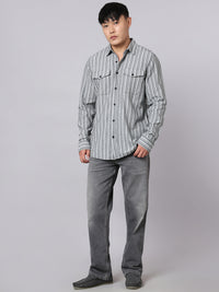 Charcoal Full Sleeve Stripe Shirt