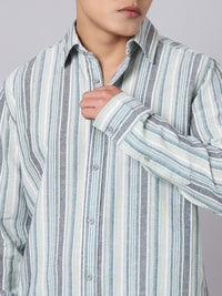 Charcoal Grey Full Sleeve Stripe Shirt