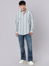Charcoal Grey Full Sleeve Stripe Shirt