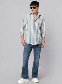 Charcoal Grey Full Sleeve Stripe Shirt