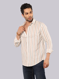 White Sky Blue Full Sleeve Stripe Shirt