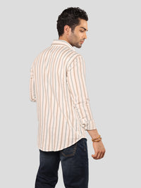 White Sky Blue Full Sleeve Stripe Shirt