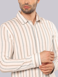 White Sky Blue Full Sleeve Stripe Shirt