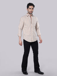 Sand Beige Full Sleeve Stripe Shirt