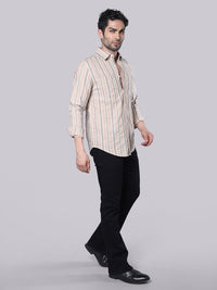 Sand Beige Full Sleeve Stripe Shirt