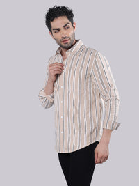 Sand Beige Full Sleeve Stripe Shirt