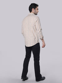 Sand Beige Full Sleeve Stripe Shirt