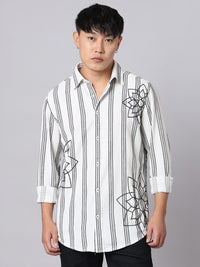 White Black Full Sleeve Stripe Shirt