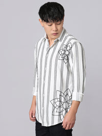 White Black Full Sleeve Stripe Shirt
