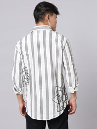 White Black Full Sleeve Stripe Shirt