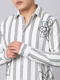 White Black Full Sleeve Stripe Shirt