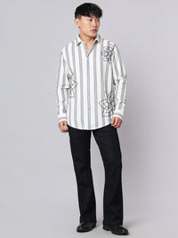 White Black Full Sleeve Stripe Shirt