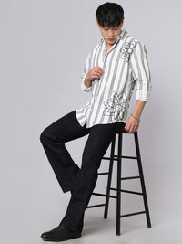 White Black Full Sleeve Stripe Shirt