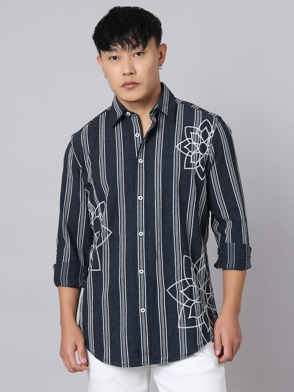 Indigo Blue Full Sleeve Stripe Shirt