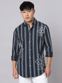 Indigo Blue Full Sleeve Stripe Shirt