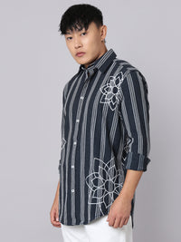 Indigo Blue Full Sleeve Stripe Shirt