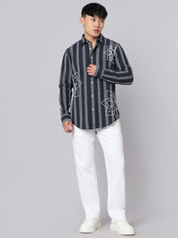 Indigo Blue Full Sleeve Stripe Shirt