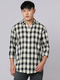 Black Cream Full Sleeve Check Shirt