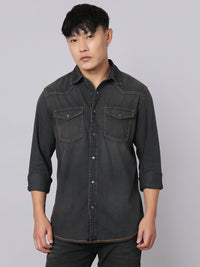 Dark Grey Full Sleeve Denim Shirt