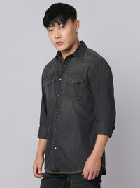 Dark Grey Full Sleeve Denim Shirt