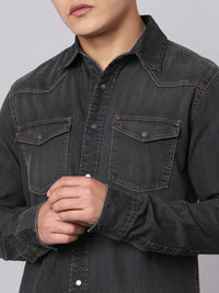 Dark Grey Full Sleeve Denim Shirt