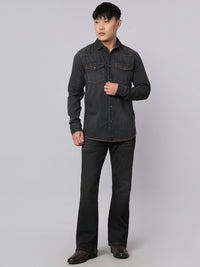 Dark Grey Full Sleeve Denim Shirt